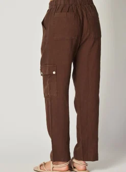 Bella Dahl Pleated Linen Cargo Trousers - Cocoa Cabana- Pants