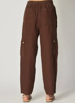 Bella Dahl Pleated Linen Cargo Trousers - Cocoa Cabana- Pants
