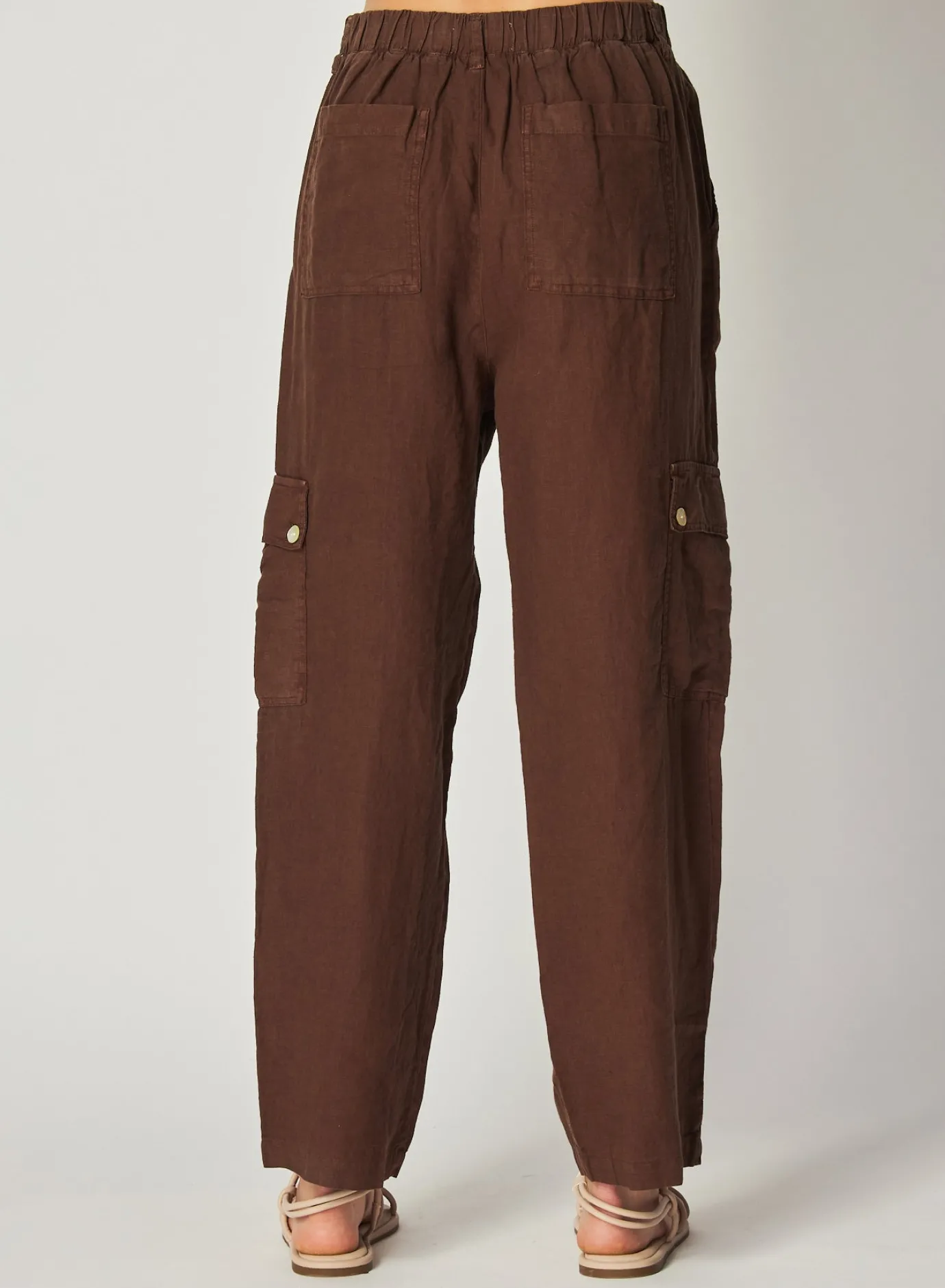 Bella Dahl Pleated Linen Cargo Trousers - Cocoa Cabana- Pants