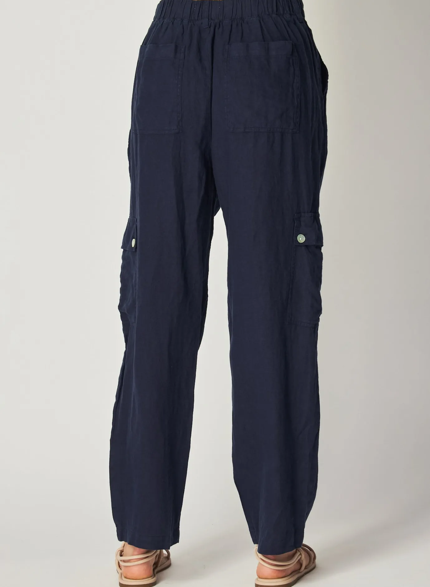 Bella Dahl Pleated Linen Cargo Trousers- Brazilian Navy- Pants