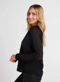 Bella Dahl Pleated Sleeve Raglan Pullover - - Long Sleeve