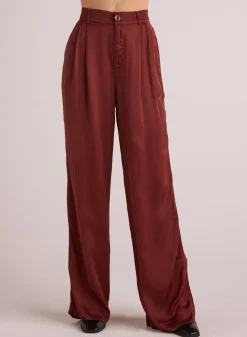 Bella Dahl Pleated Wide Leg Trouser - Brandy Wine- Pants