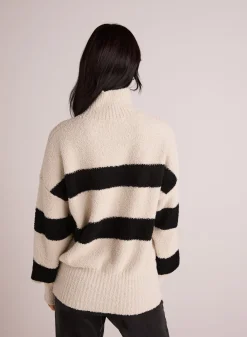 Bella Dahl Plush Striped Turtleneck Sweater - Bone & Black- Sweaters