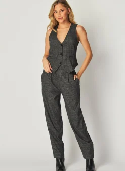 Bella Dahl Relaxed Pleat Front Trouser - Glencheck Plaid- Pants