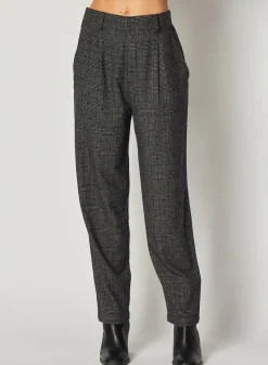 Bella Dahl Relaxed Pleat Front Trouser - Glencheck Plaid- Pants