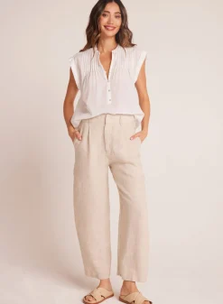 Bella Dahl Relaxed Pleat Front Trouser - Linen Sand- Pants