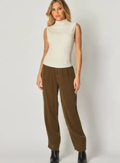 Bella Dahl Rib Mock Neck Top -  Winter White- Sleeveless