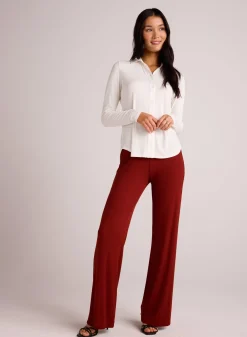 Bella Dahl Rib Wide Leg - Rustic Red- Pants