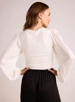 Bella Dahl Ruched Waist Flowy Sleeve Top - Winter White- Long Sleeve