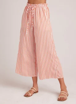 Bella Dahl Ruffle Waist Wide Leg Crop - Sunset Blaze Stripe- Pants