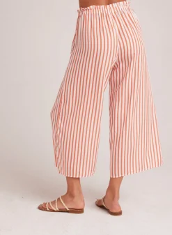 Bella Dahl Ruffle Waist Wide Leg Crop - Sunset Blaze Stripe- Pants