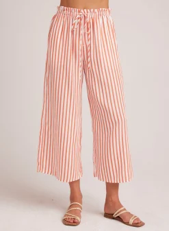 Bella Dahl Ruffle Waist Wide Leg Crop - Sunset Blaze Stripe- Pants