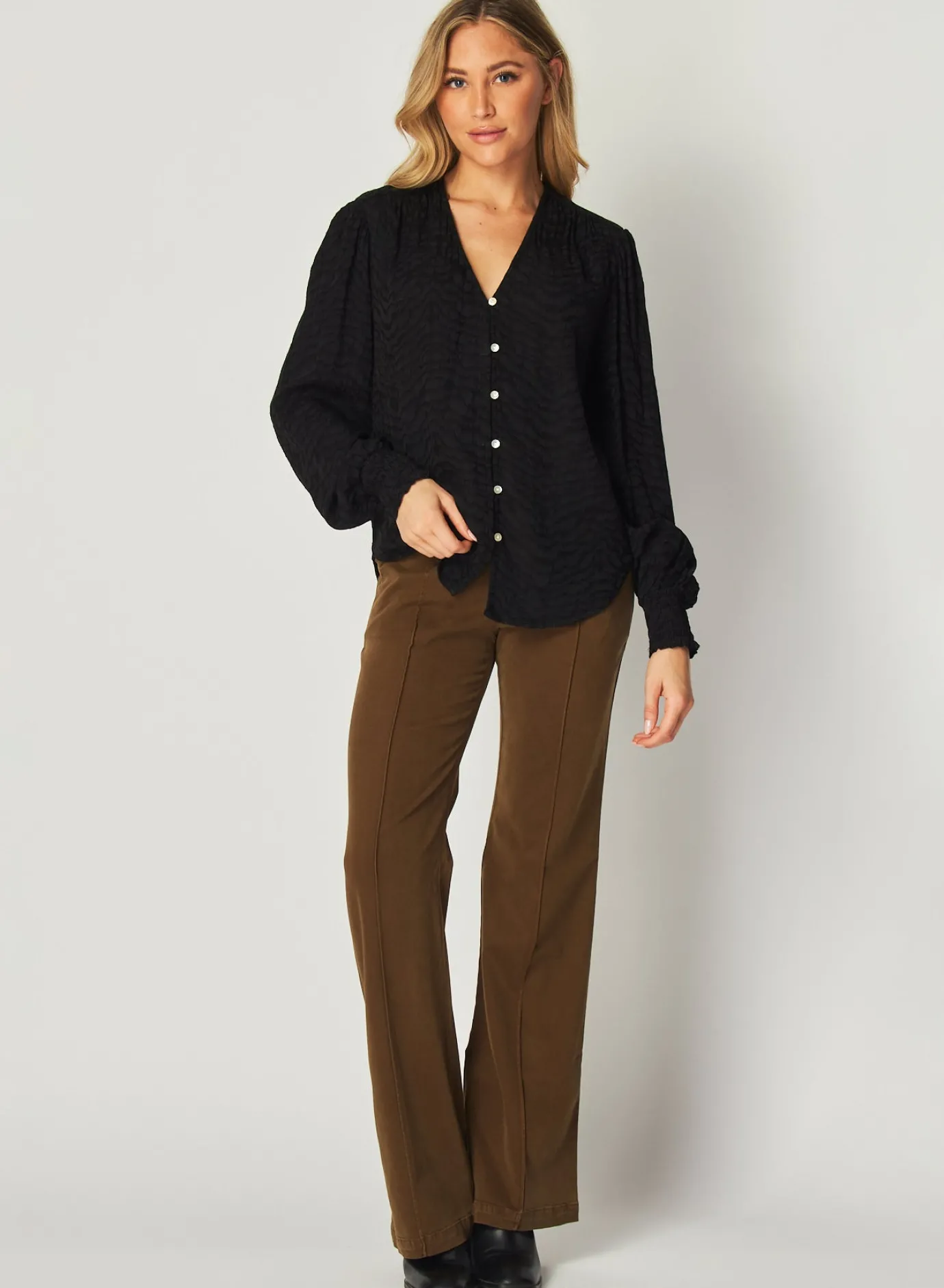 Bella Dahl Ryder Pintuck Wide Leg - Olive Spice- Pants