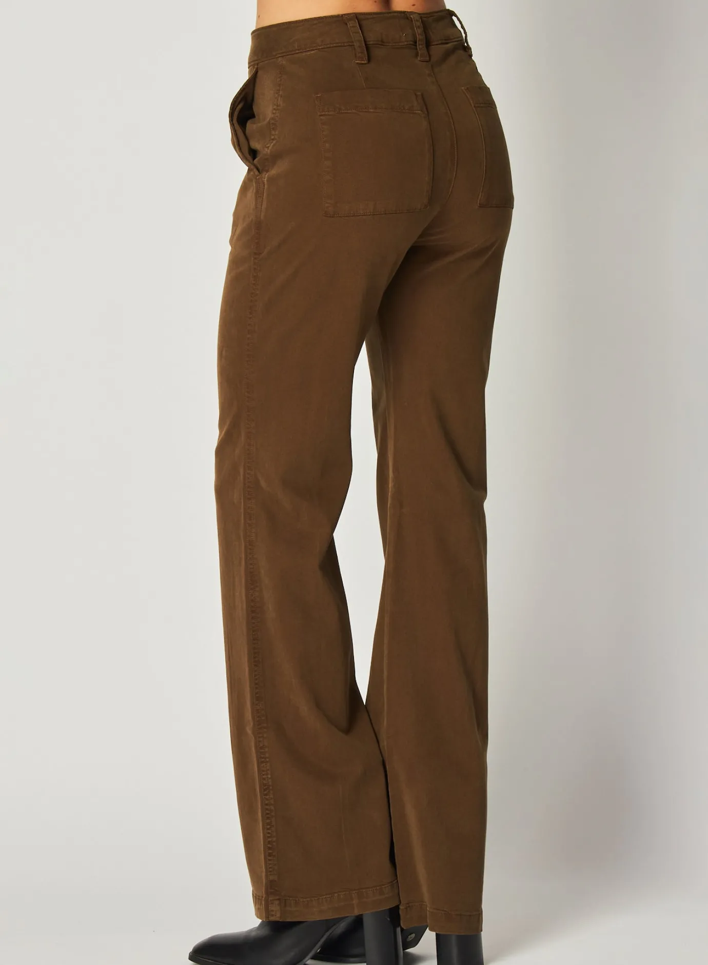 Bella Dahl Ryder Pintuck Wide Leg - Olive Spice- Pants
