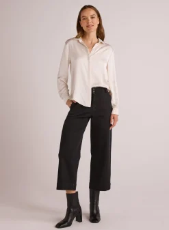 Bella Dahl Saige Wide Leg Crop - Smoke Wash- Pants