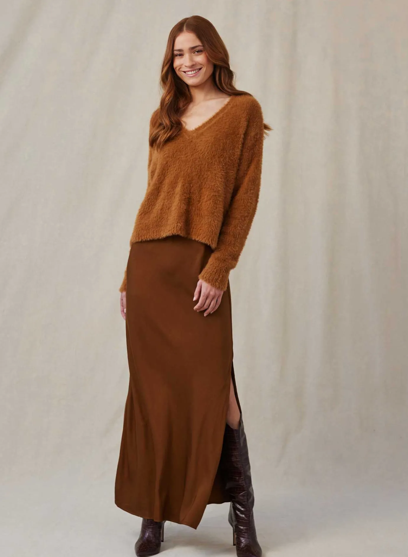 Bella Dahl Satin Side Slit Maxi Skirt - Twilight Gold- Essentials Bottoms