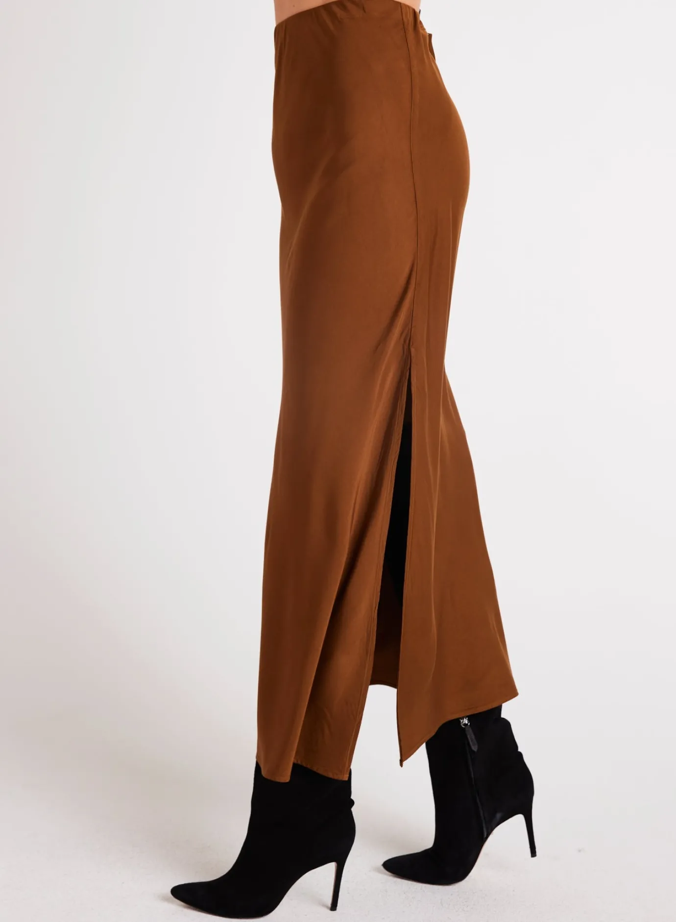 Bella Dahl Satin Side Slit Maxi Skirt - Twilight Gold- Essentials Bottoms