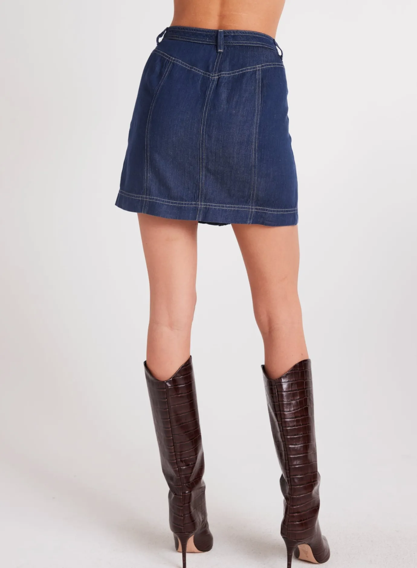 Bella Dahl Seamed Button Front Skirt - Dark Denim- Skirts