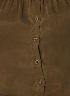 Bella Dahl Shirred Button Front Blouse - Autumn Olive- Button Down