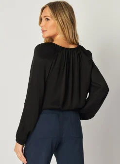 Bella Dahl Shirred Button Front Blouse - - Long Sleeve