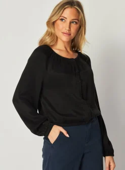 Bella Dahl Shirred Button Front Blouse - - Button Down