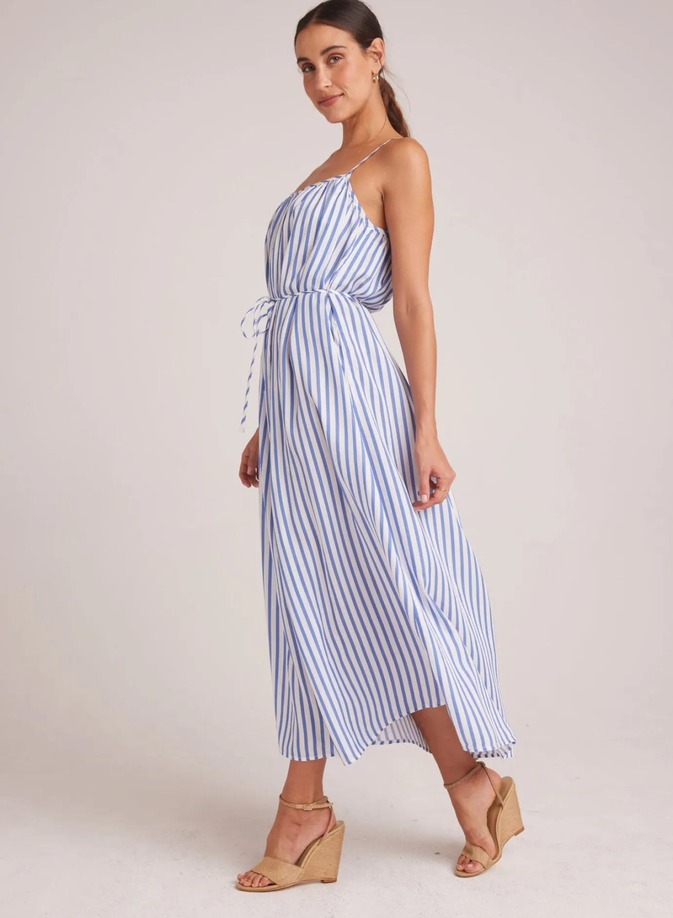 Bella Dahl Shirred Cami Maxi Dress - Bahia Breeze Stripe- Long Dresses
