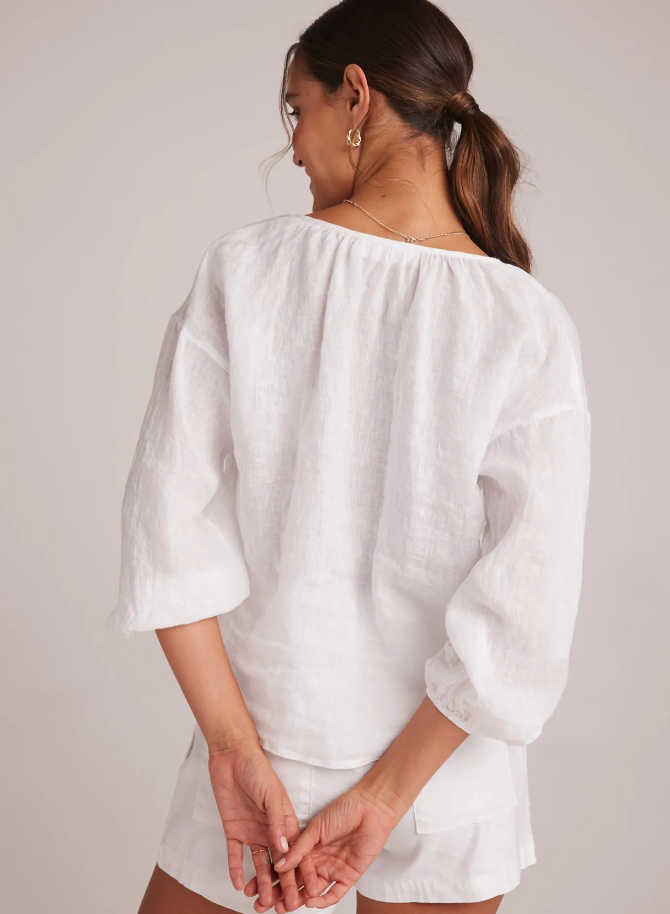 Bella Dahl Shirred Neck Blouse - - Long Sleeve