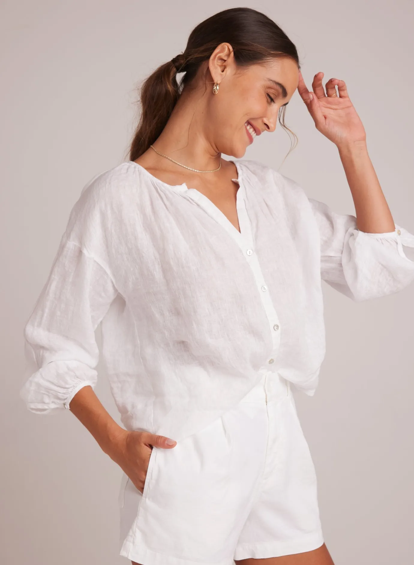 Bella Dahl Shirred Neck Blouse - - Long Sleeve