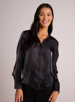 Bella Dahl Shirt Tail Button Down - Black Shimmer- Button Down