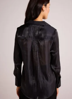 Bella Dahl Shirt Tail Button Down - Black Shimmer- Button Down