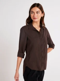 Bella Dahl Shirt Tail Button Down - Chestnut Brown- Seasonal Essentials
