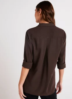 Bella Dahl Shirt Tail Button Down - Chestnut Brown- Long Sleeve