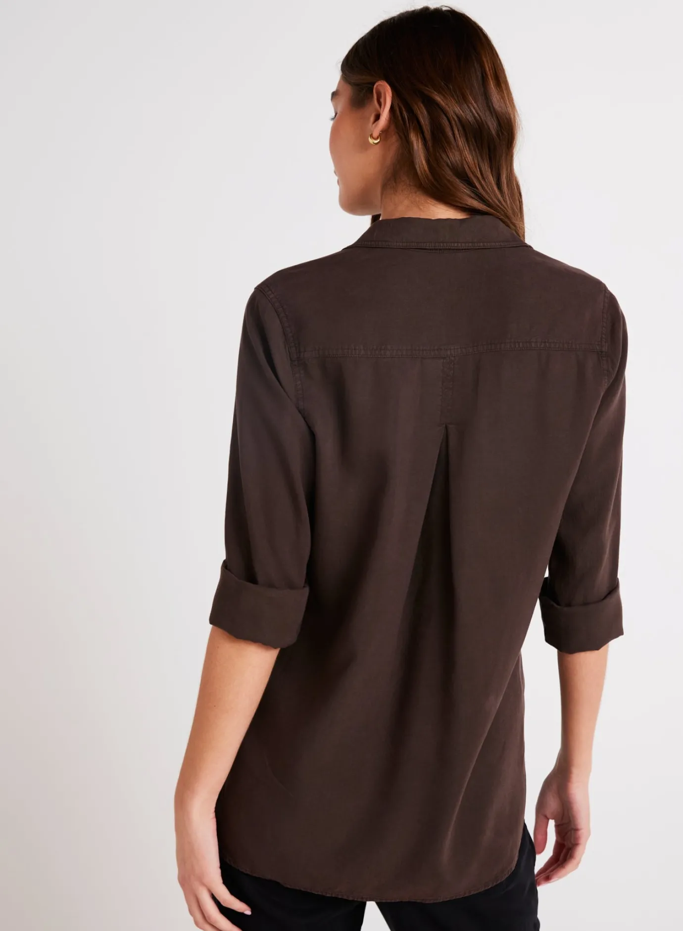 Bella Dahl Shirt Tail Button Down - Chestnut Brown- Long Sleeve