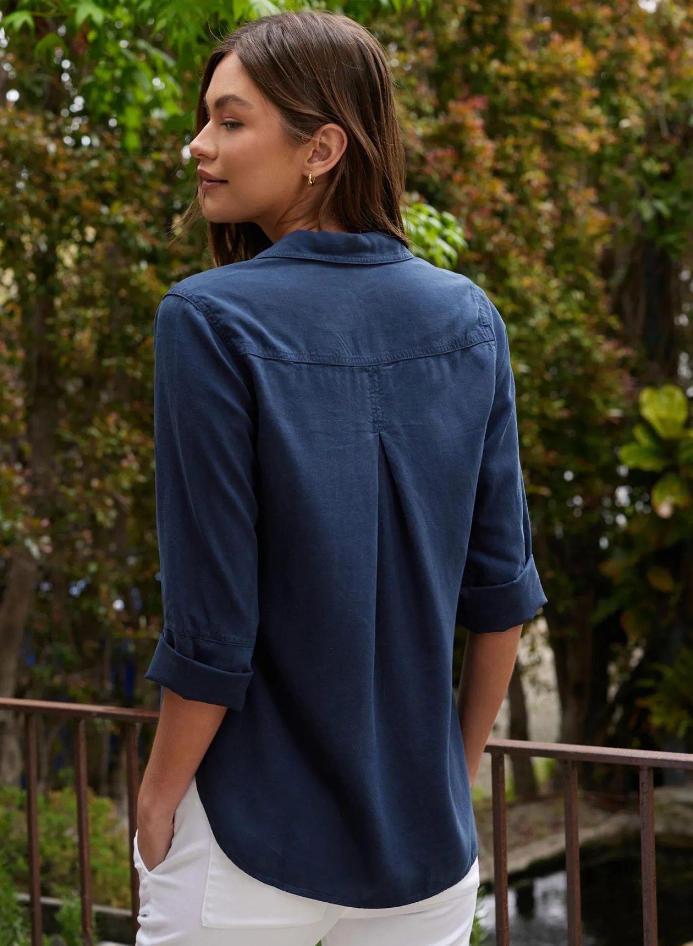 Bella Dahl Shirt Tail Button Down - Endless Sea- Long Sleeve