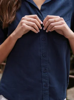 Bella Dahl Shirt Tail Button Down - Endless Sea- Essentials Tops