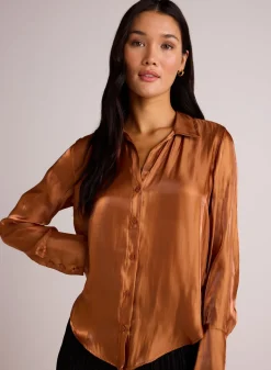 Bella Dahl Shirt Tail Button Down - Ember Glow Shimmer- Button Down
