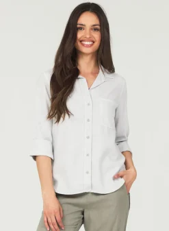 Bella Dahl Shirt Tail Button Down - Foggy Sky- Long Sleeve