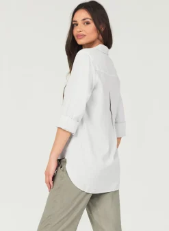 Bella Dahl Shirt Tail Button Down - Foggy Sky- Long Sleeve