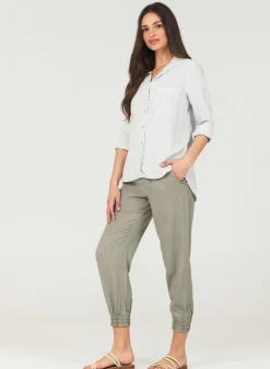 Bella Dahl Shirt Tail Button Down - Foggy Sky- Long Sleeve