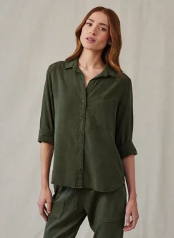 Bella Dahl Shirt Tail Button Down - Italian Herb- Long Sleeve