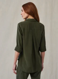 Bella Dahl Shirt Tail Button Down - Italian Herb- Long Sleeve