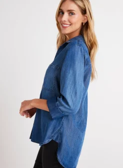 Bella Dahl Shirt Tail Button Down - Moonlit Haze Wash- Seasonal Essentials