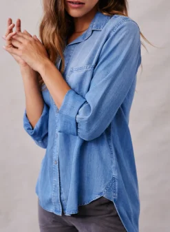 Bella Dahl Shirt Tail Button Down - Medium Ombre Wash- Long Sleeve