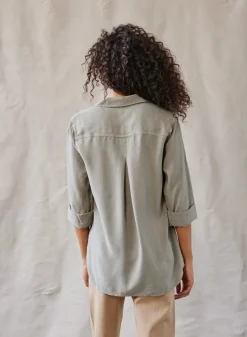 Bella Dahl Shirt Tail Button Down - Soft Army- Long Sleeve