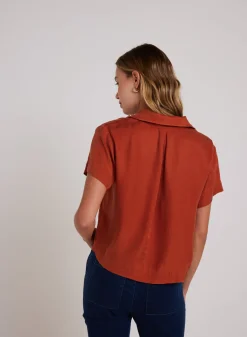 Bella Dahl Short Sleeve Flowy Button Down - Amber Rust- Short Sleeve