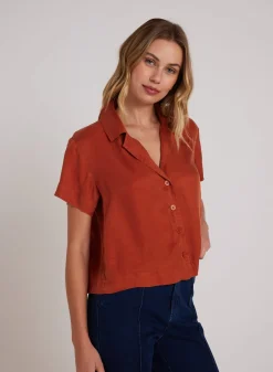 Bella Dahl Short Sleeve Flowy Button Down - Amber Rust- Short Sleeve