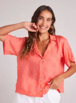 Bella Dahl Short Sleeve Flowy Button Down - Hibiscus Bloom- Short Sleeve
