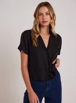 Bella Dahl Short Sleeve Flowy Button Down - - Short Sleeve