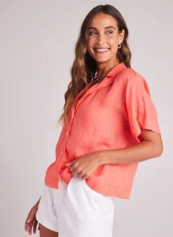 Bella Dahl Short Sleeve Flowy Button Down - Hibiscus Bloom- Button Down