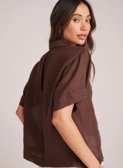 Bella Dahl Short Sleeve Flowy Button Down - Cocoa Cabana- Button Down